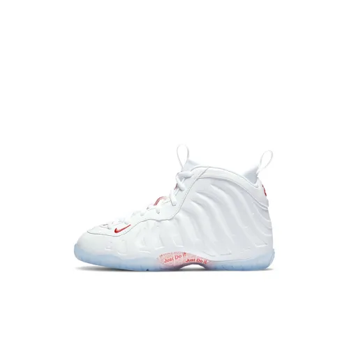nike Foamposite One High Топ Баскетбольные кроссовки Белый и красный Для детей 3-7 лет