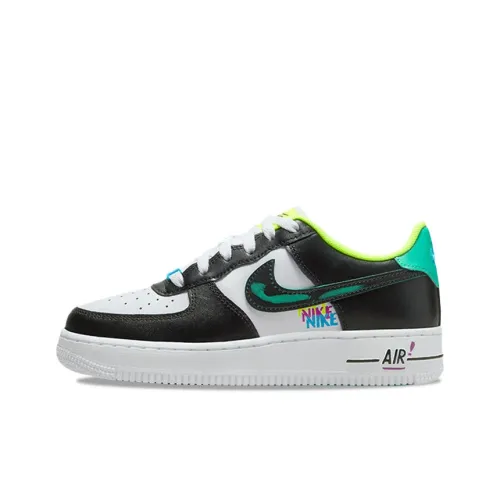 Nike Air FORCE 1 Graffiti Устойчивый к истиранию Низкий Топ Детские Скейтбординги Черный Зеленый Подростки