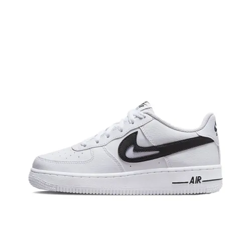 Nike Air Force 1 Устойчивый к истиранию Низкий Топ Детский Скейтбординг Белый Черный