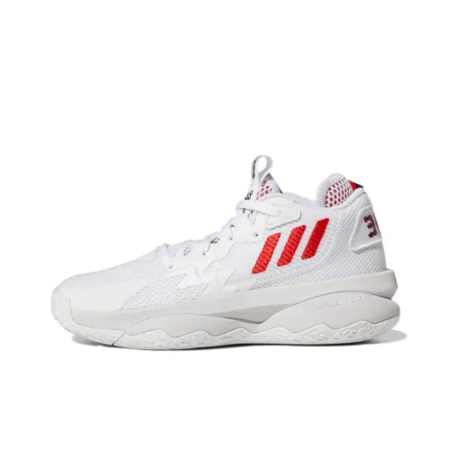 Adidas D Lillard 8 J Аbrasion Resistant MID Топ Детские Баскетбольные Кроссовки Белый Подростки