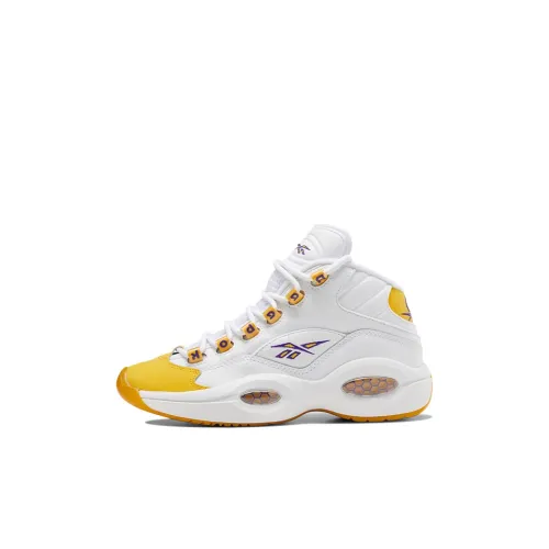 Reebok Question Mid Топ Детские Баскетбольные Кроссовки Белый Желтый Детский