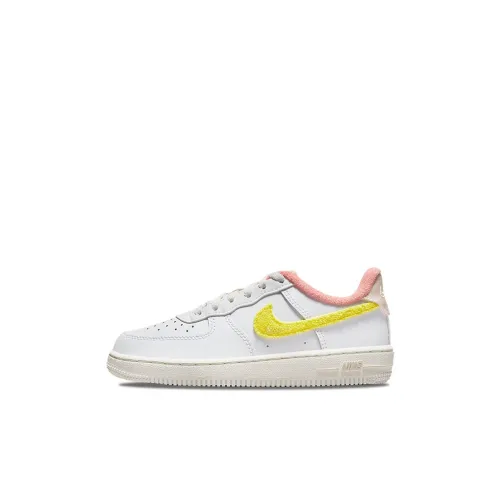 Nike Air Force 1 Slip Resistant Abrasion Resistant Легкий Низкий Топ Детские Скейтбординги Белый Желтый