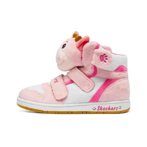 Skechers Sugarcanes Высокие Топы Детские Скейтбординги Белые Розовые Подростки