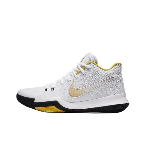 Nike Kyrie 3 N7 2017 Нескользящий Легкий MID Топ Детские Баскетбольные Кроссовки Белый Желтый Подростки