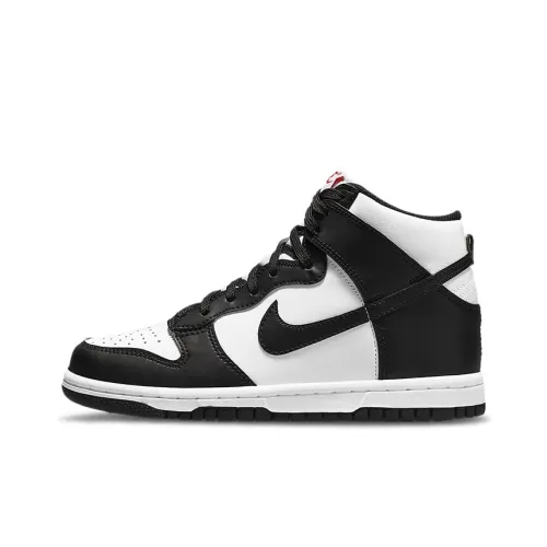 Nike Dunk High Slip Resistant Abrasion Resistant High Топ Детские Скейтбординги Черный Белый Подростки