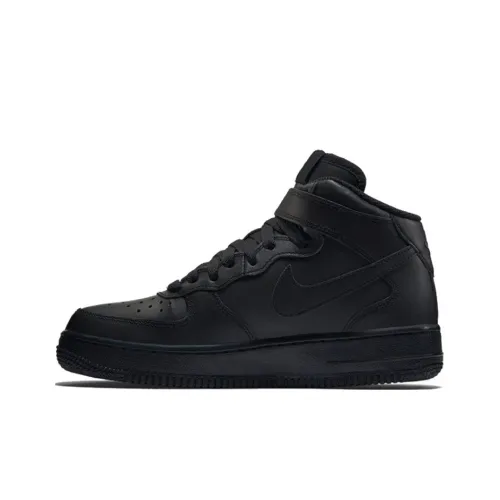 Nike Air FORCE 1 Амортизация Устойчивый к истиранию Дышащий MID Топ Детские Скейтбординги Черный