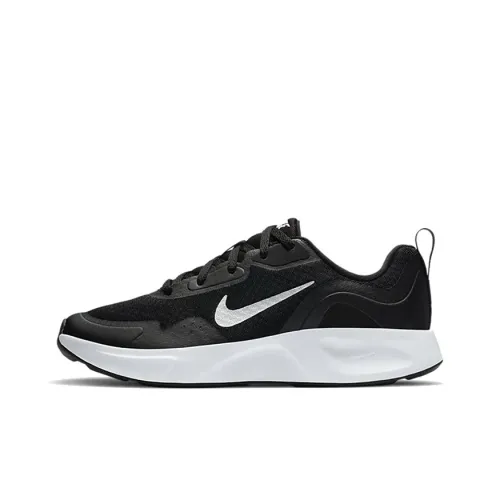 Nike Wearallday Slip-resistant Shock Absorbers Низкие детские беговые кроссовки Черный Белый