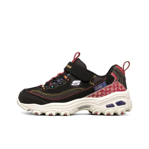 Skechers D'LITES Series Новогодняя коллекция Детские повседневные туфли Черный Красный Подростки