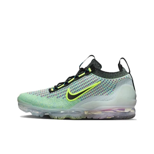 nike VaporMax 2021 Flyknit Next Nature Low Топ Детские Беговые Кроссовки Зеленый Черный Подростки