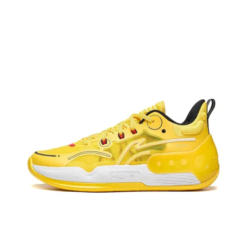 LINING YOUNG Противоскользящие Устойчивые к износу Устойчивые к отскоку Низкие Топы Детские Баскетбольные кроссовки Ярко-желтые