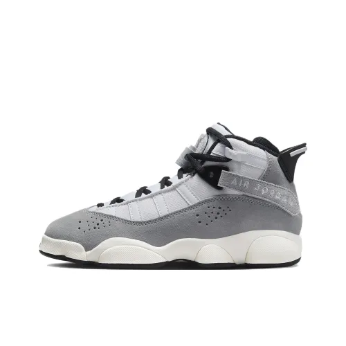 Jordan Air Jordan 6 Кольца Амортизация Высокие Детские Баскетбольные Кроссовки Серый Белый Подростки
