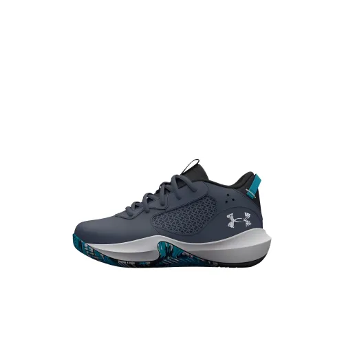 Under Armour Lockdown 6 'Downpour Grey Blue' Противоскользящие Анти-KICK Низкий Топ Детские Баскетбольные Кроссовки