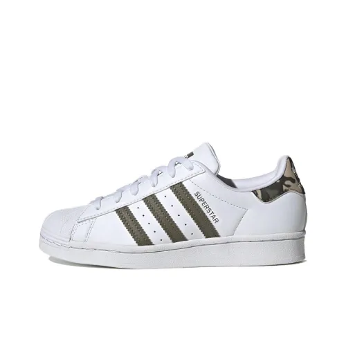 Adidas Originals SUPERSTAR Slip-resistant Abrasion-resistant Low Top Скейтборд Кроссовки Белый Зеленый Камуфляж