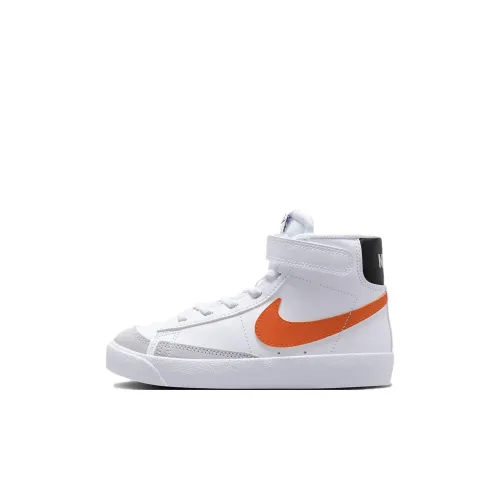 nike Blazer '77 Ps Anti Slip Slip Resistant MID Топ Детские Скейтбординги Белый и оранжевый Children Aged 3 7 Лет