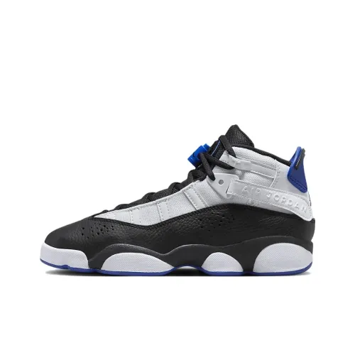 Jordan Air Jordan 6 Кольца GS Противоскользящие Anti KICK MID Топ Детские Баскетбольные кроссовки Черный белый Подростки