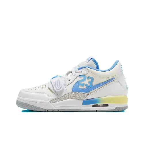 Jordan Air Джордан Legacy Low Устойчивый к истиранию Низкий Топ Детские Баскетбольные Кроссовки Белый Синий