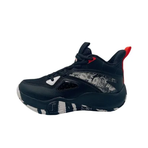 ANTA Противоскользящие амортизаторы с устойчивостью к истиранию MID Топ Баскетбольные кроссовки Черный Красный Подростки