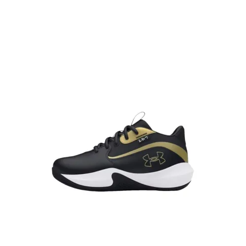 Under Armour Lockdown 7 Slip-Resistant Abrasion-Resistant Low Top Children's Basketball Shoes Black Kids