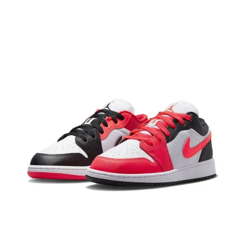 Jordan Air Jordan 1 Low 'Инфракрасный красный 23' Устойчивый к истиранию Низкий Топ Детские Баскетбольные Кроссовки Черный Белый Розовый