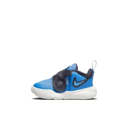 Nike Team Hustle D 11 Lil TD Устойчивая к истиранию низкая обувь для малышей синяя и белая для младенцев и малышей