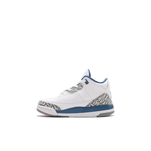 Jordan Air Джордан 3 True Синий Устойчивый к истиранию Высокий Топ Обувь для младенцев и малышей Белый Серый Infant And Toddler