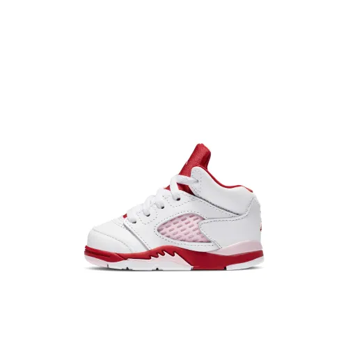 Jordan Air Джордан 5 Ретро Противоскользящий Анти-КИК Амортизация Высокий Топ Обувь для младенцев и малышей Белый Infant And Toddler