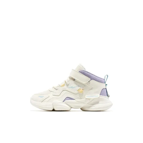 ERKE KIDS Противоскользящий устойчивый к истиранию MID Топ Kids Lifestyle Shoes Айвори Белый Фиолетовый Детский