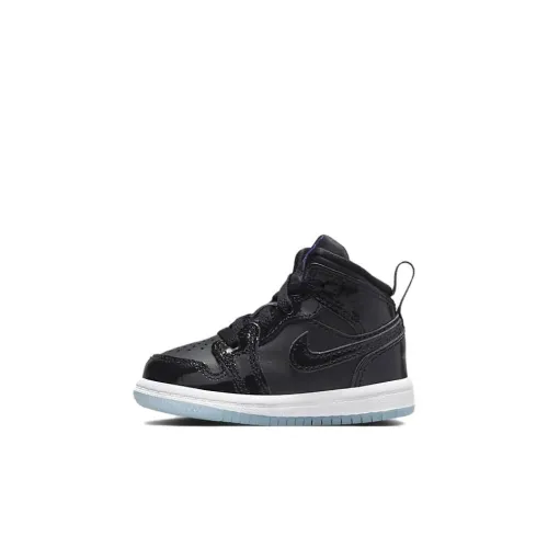 Jordan Air Jordan 1 SE TD Shock Absorbers Slip-resistant MID Топ Винтажные баскетбольные кроссовки Черный Infant и Toddler