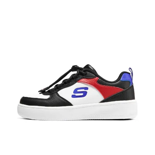 Skechers Sport Court 92 Anti KICK и Устойчивый к Износу Низкий Топ Детские Скейтбординги Черный Белый Красный Подростки