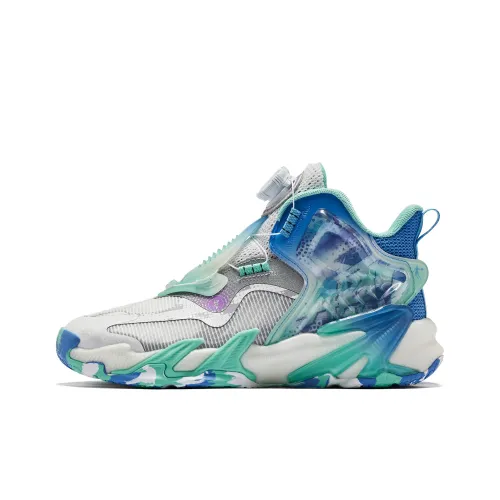 QIAODAN Alien 4 Амортизация Устойчивый к истиранию Дышащий MID Топ Детские Баскетбольные кроссовки Зеленый Белый