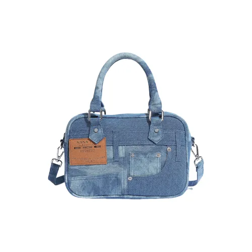 NOMK Denim Pillow Bag Single Shoulder Bag Women's Dark Blue Light Blue
