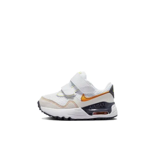 Nike Air Max SYSTM Аbrasion Resistant Низкий Топ Обувь для малышей Белый и оранжевый Infant And Toddler