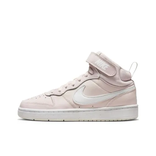 Nike Court Borough MID 2 Противоскользящий Устойчивый к истиранию MID Топ Детские Скейтбординги Розово-белый