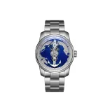 Синий, стальной браслет с основой.