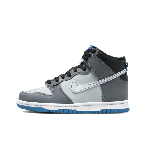 nike Dunk High Амортизаторы Shock Slip-resistant Abrasion-resistant Высокий топ Детские баскетбольные кроссовки Серый Подростки