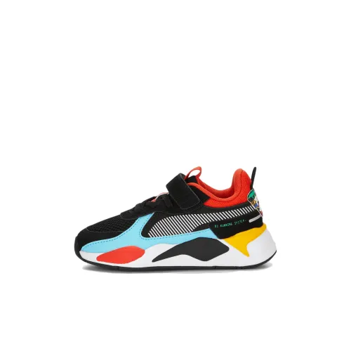 PUMA RS X Блок Вечеринка Низкий Топ Спортивная Повседневная Обувь Черный Синий Красный Дети Возраст 3-7 Лет
