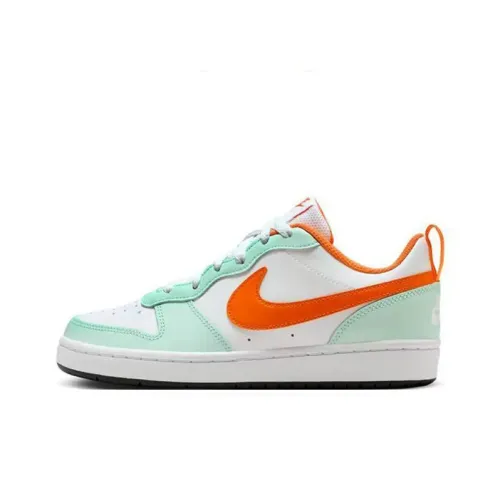 nike Court Borough Low 2 Противоскользящий Устойчивый к истиранию Низкий Топ Детские Скейтбординг Белый Зеленый Оранжевый