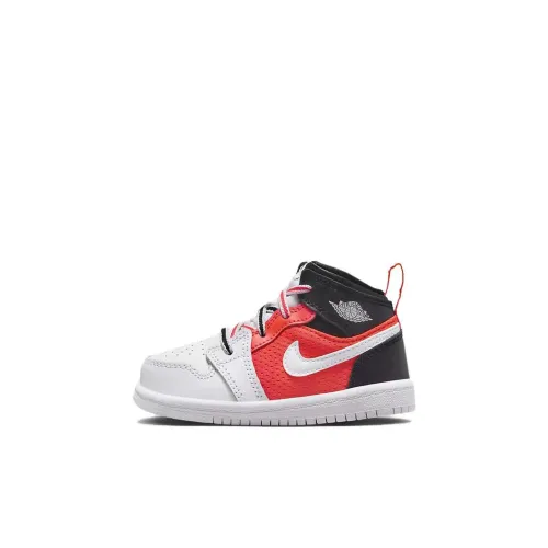 Jordan Air Jordan 1 MID SE TD Slip Resistant Anti KICK Высокий Топ Обувь для младенцев и малышей Белый черный красный Infant Wa Toddler