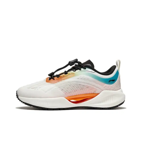 LINING YOUNG Super Light 19 Детская беговая обувь Низкий топ Шампань Белый/Флуоресцентный Сладкий Оранжевый Школьный возраст