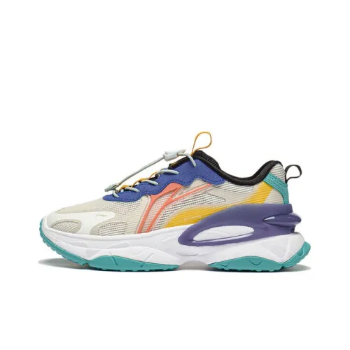 LINING YOUNG Fireworks 2,0 Противоскользящие Анти KICK Низкий Топ Детские Лайфстайл Обувь Желтый Белый Синий