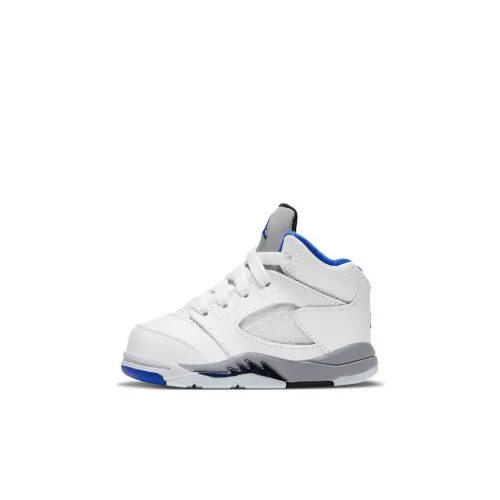 Jordan Air Джордан 5 Ретро Противоскользящие Высокие Кроссовки для Младенцев и Малышей Белые Infant And Toddler