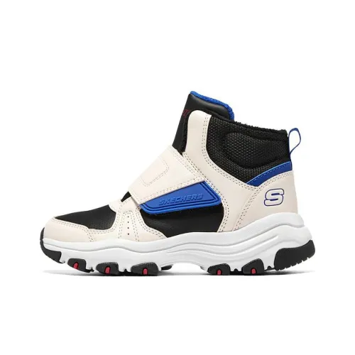 Skechers Устойчивый к истиранию MID Топ KIDS Lifestyle Shoes Черный белый и синий Подростки