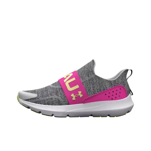 Under Armour Surge 3 Low Топ Детские Беговые Кроссовки Серый Розовый Подростки