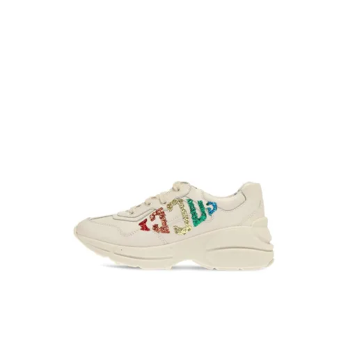 GUCCI Rhyton Slip-Resistant Low Top Kids Lifestyle Shoes Ecru Kids GUCCI Rhyton противоскользящие низкие топы детские повседневные обувь экрю для детей