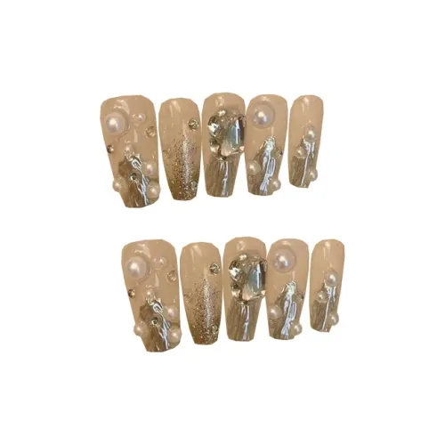 XIBI Элегантность Прозрачный Золотой Осветляющий Фальшивый Ногтик Короткий Мигающий 15 мм