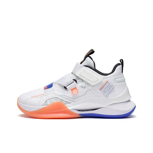 LINING YOUNG Баскетбольная поддержка и эластичность Низкий топ Детские баскетбольные кроссовки Стандартный белый Подростки