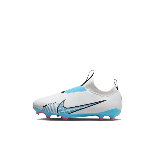 Nike Air Zoom Vapor 15 Academy MG Противоскользящие амортизаторы Низкий топ Детская обувь для регби Белый Синий Детский