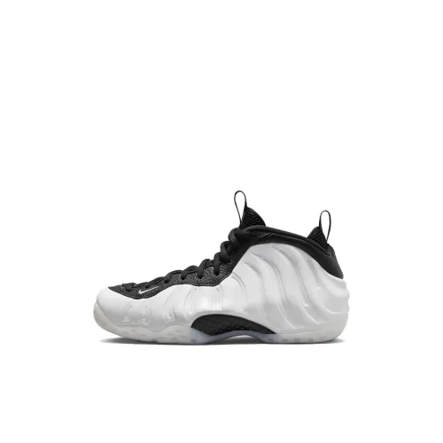 nike Little Posite One Slip Resistant Abrasion Resistant MID Топ Детские Баскетбольные кроссовки Черный белый Детский