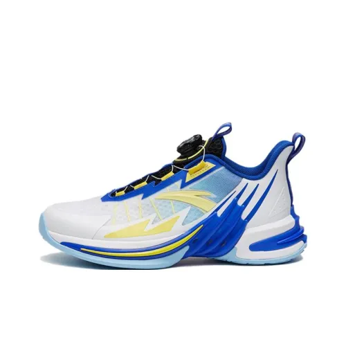 ANTA Износостойкие Дышащие Отскок Высокие Детские Баскетбольные Кроссовки Ярко-Синий Белый