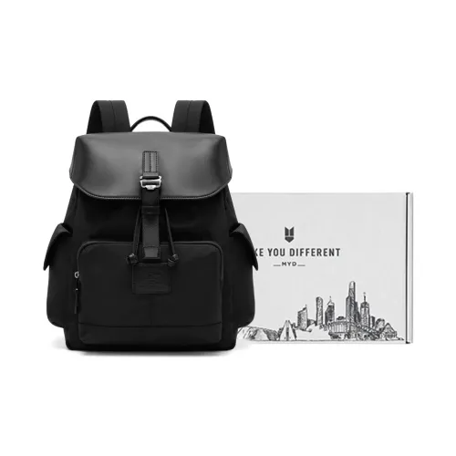 MYD Microfiber Synthetic Leather 13 Дюйм Laptop Backpack Standard Women's Black Dark Blue